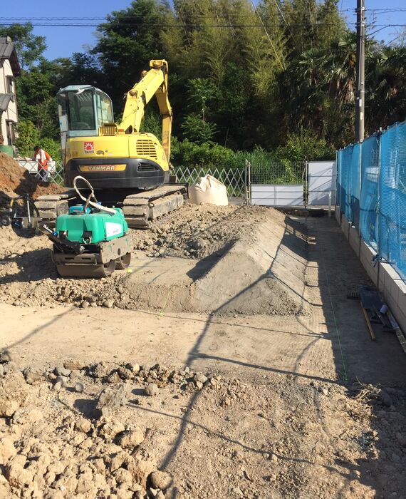 表層改良　施工中